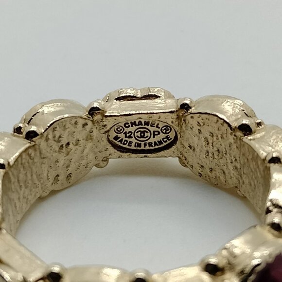 Chanel Ring Gold Burgundy 0.5 358-050625 - Picture 5 of 9